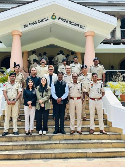 Volunteers with Goa Police officers at the Gazetted Officers Institute Hall